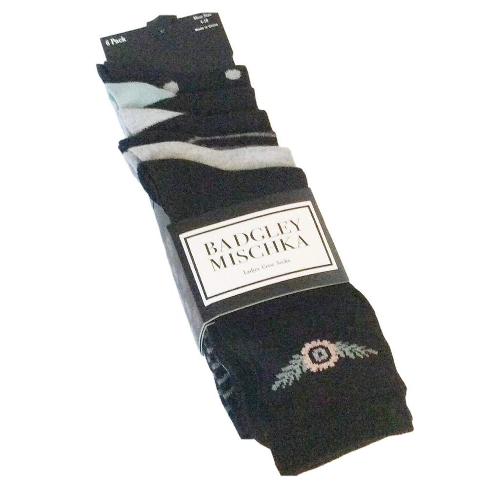 Badgley Mischka Ladies Crew Socks 6 Pairs 4 - 10